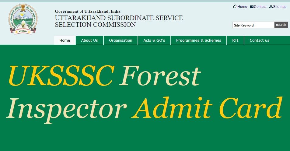 UKSSSC Forest Inspector Admit Card
