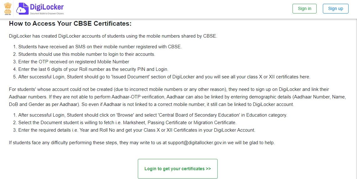 CBSE Certificate 2020 Digi Locker