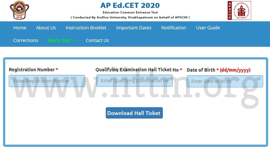 AP EDCET 2020 Hall Ticket sche.ap.gov.in