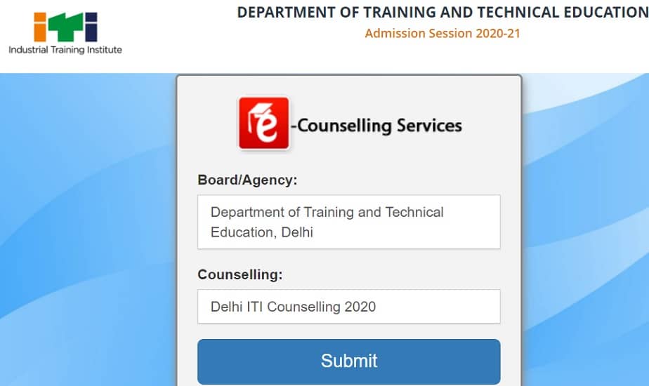 Delhi ITI Merit List 2020 itidelhiadmissions.nic.in counselling result
