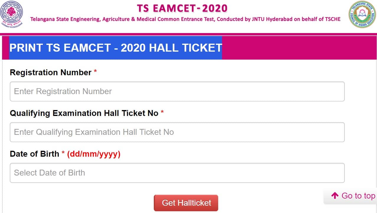 eamcet.tsche.ac.in Hall Ticket 2020 Download