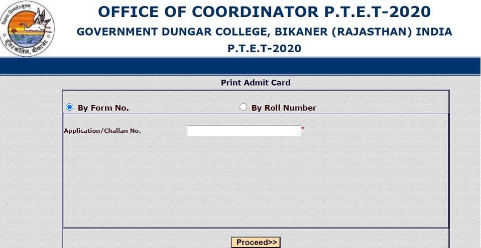 ptetdcb2020 Admit Card 2020