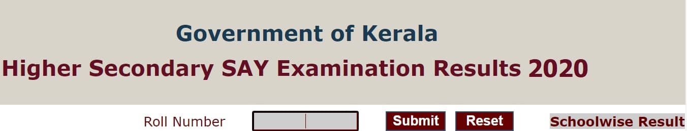 Kerala Higher Secondary SAY Results 2020