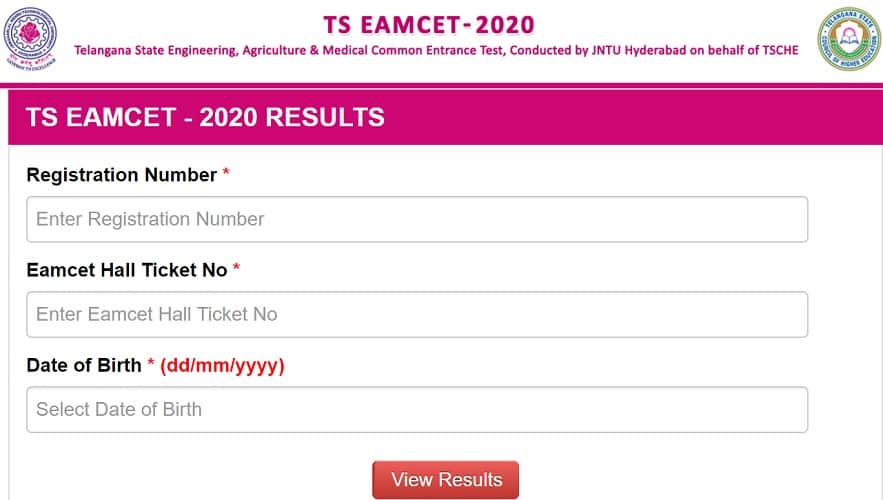 TS EAMCET Results 2020 eamcet.tsche.ac.in