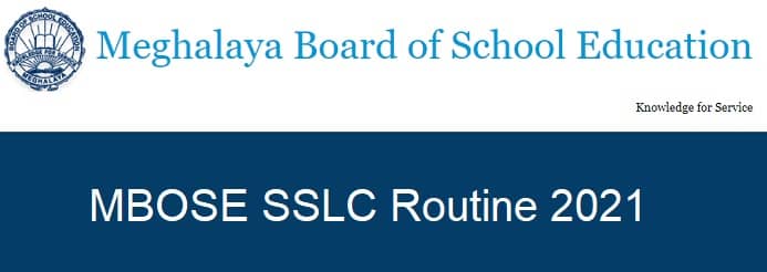 MBOSE SSLC Exam Routine 2021